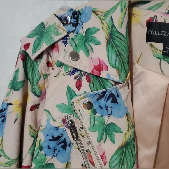 Colleen Lopez Colorful Floral Moto Zipper Jacket Sz- L - Picture 3 of 8